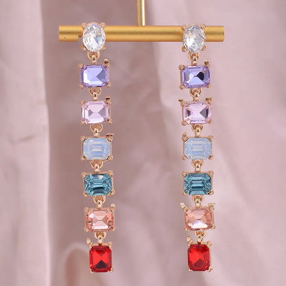 1 Pair Elegant Square Three-Dimensional Alloy Drop Earrings