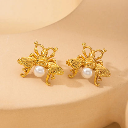 1 Pair Elegant Star Hippocampus Flower Titanium Steel Ear Studs