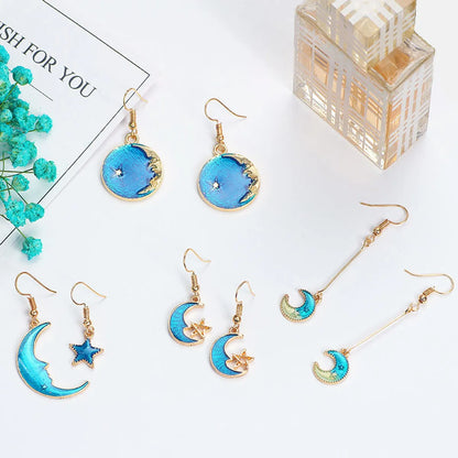 1 Pair Elegant Star Moon Plating Alloy Drop Earrings