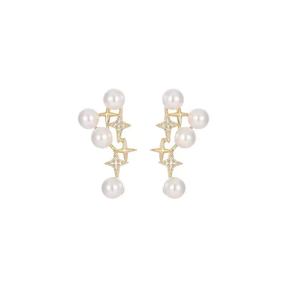 1 Pair Elegant Star Pearl Alloy Ear Studs