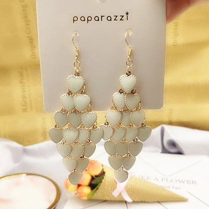 1 Pair Elegant Star Tassel Heart Shape Inlay Alloy Artificial Pearls Rhinestones Glass Earrings