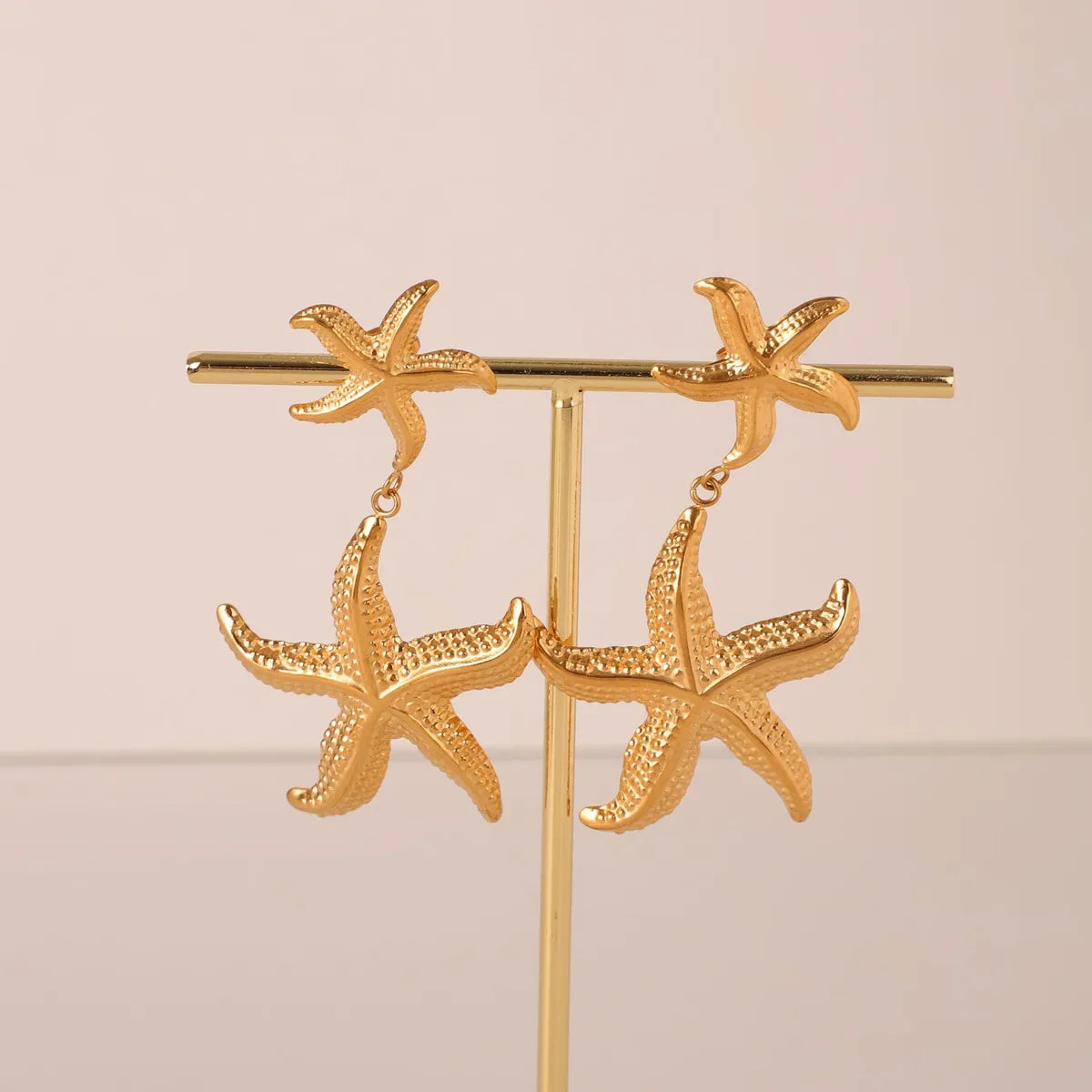 1 Pair Elegant Starfish Plating Stainless Steel 18k Gold Plated Drop Earrings