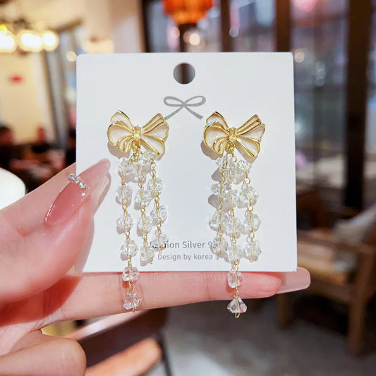 1 Pair Elegant Streetwear Bow Knot Alloy Drop Earrings