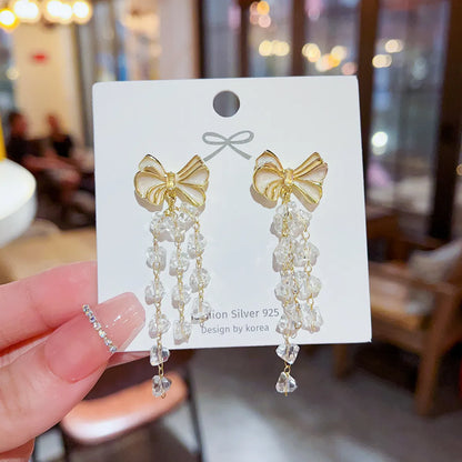 1 Pair Elegant Streetwear Bow Knot Alloy Drop Earrings