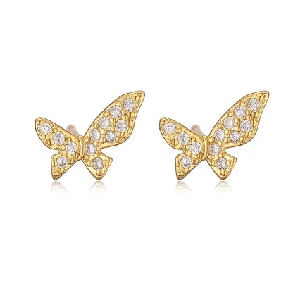 1 Pair Elegant Streetwear Butterfly Bow Knot Plating Inlay Copper Rhinestones Ear Studs