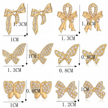 1 Pair Elegant Streetwear Butterfly Bow Knot Plating Inlay Copper Rhinestones Ear Studs