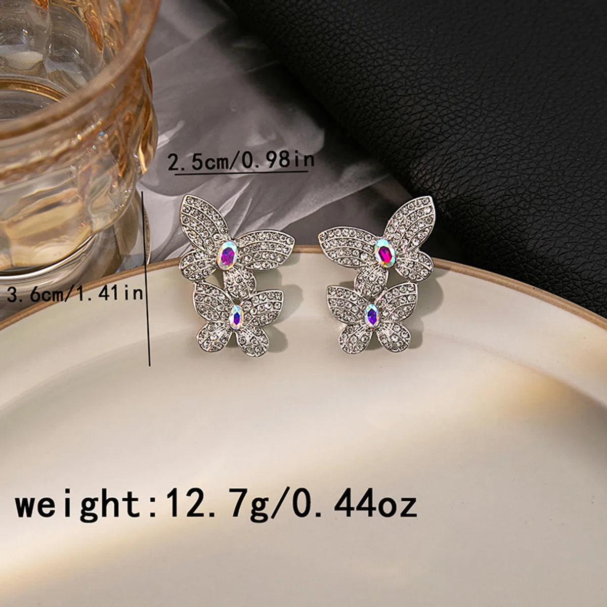 1 Pair Elegant Streetwear Butterfly Inlay Alloy Rhinestones Earrings