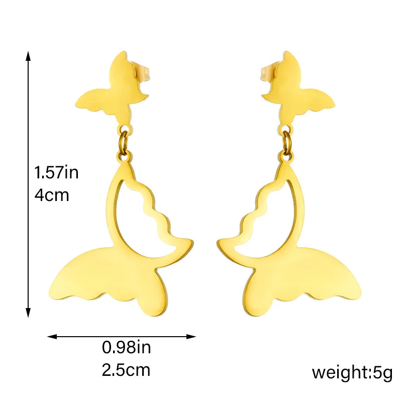 1 Pair Elegant Streetwear Butterfly Plating 304 Stainless Steel No Inlaid 18K Gold Plated Earrings