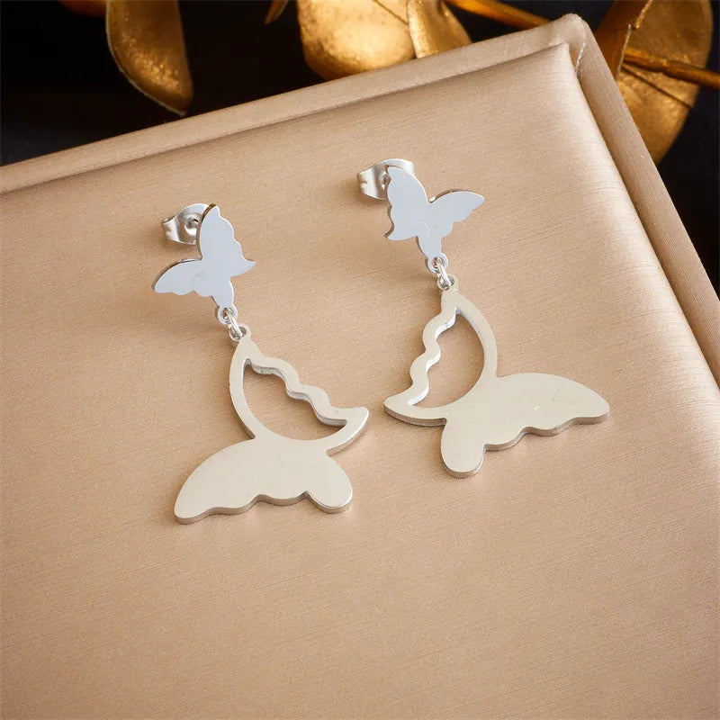 1 Pair Elegant Streetwear Butterfly Plating 304 Stainless Steel No Inlaid 18K Gold Plated Earrings