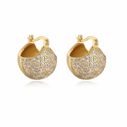 1 Pair Elegant Streetwear C Shape Plating Inlay Copper Zircon Gold Plated Earrings