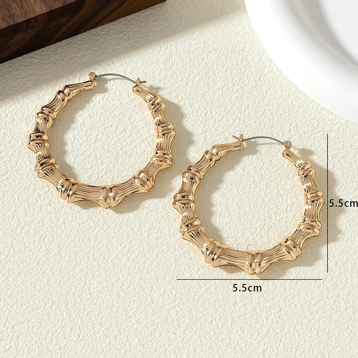 1 Pair Elegant Streetwear Circle Bamboo Joint Iron Hoop Earrings