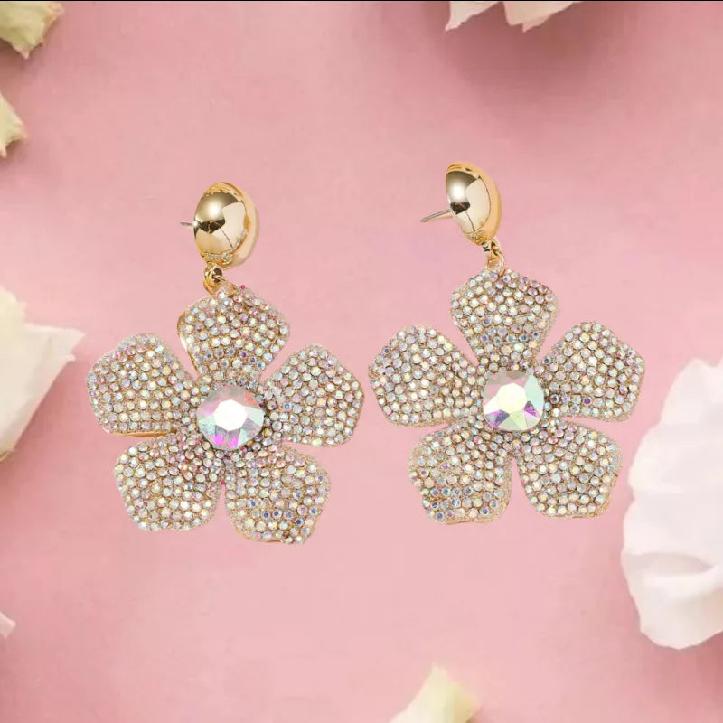 1 Pair Elegant Streetwear Flower Alloy Drop Earrings