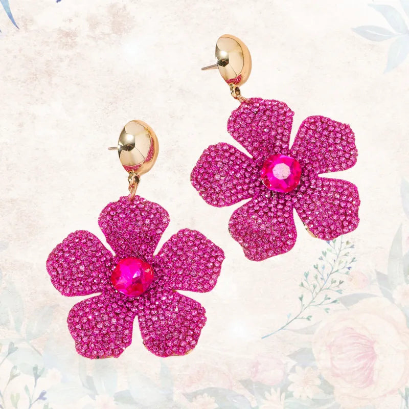 1 Pair Elegant Streetwear Flower Alloy Drop Earrings