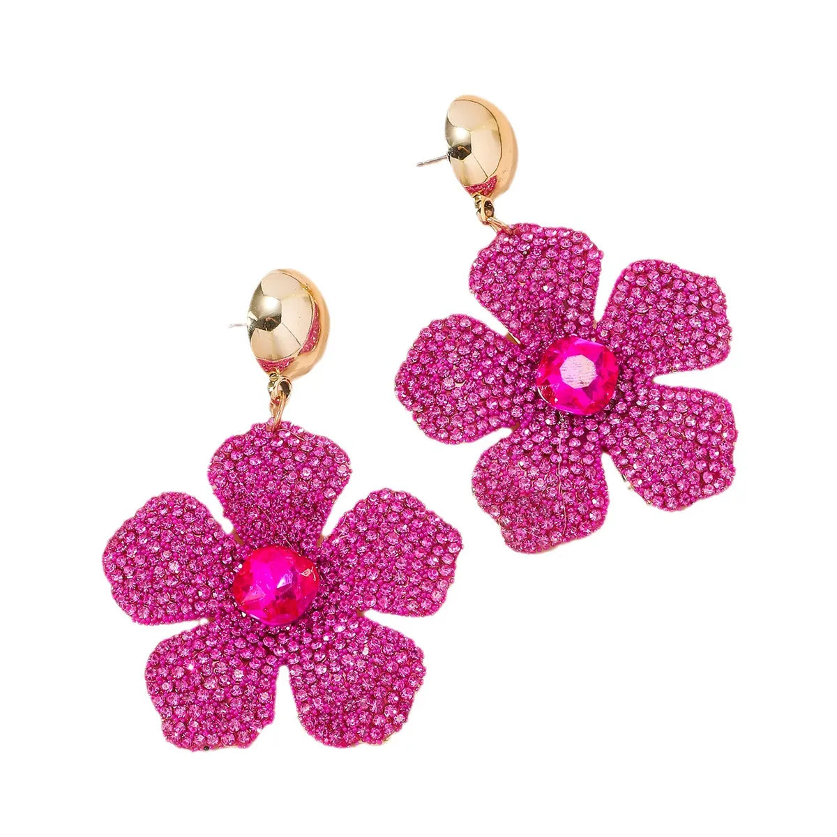 1 Pair Elegant Streetwear Flower Alloy Drop Earrings