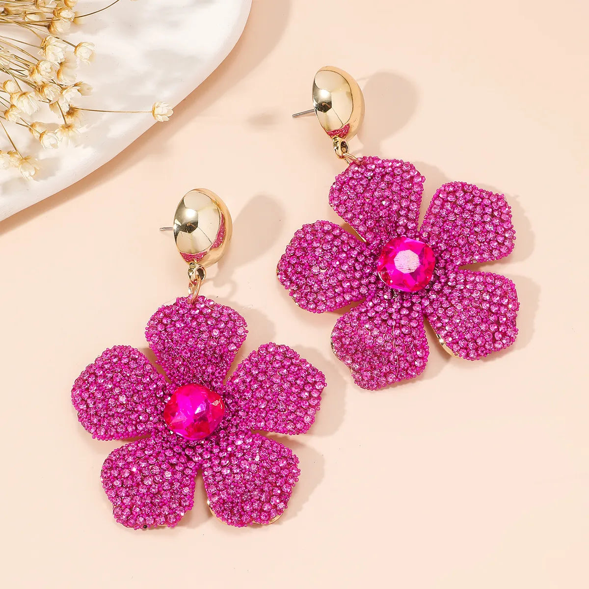 1 Pair Elegant Streetwear Flower Alloy Drop Earrings