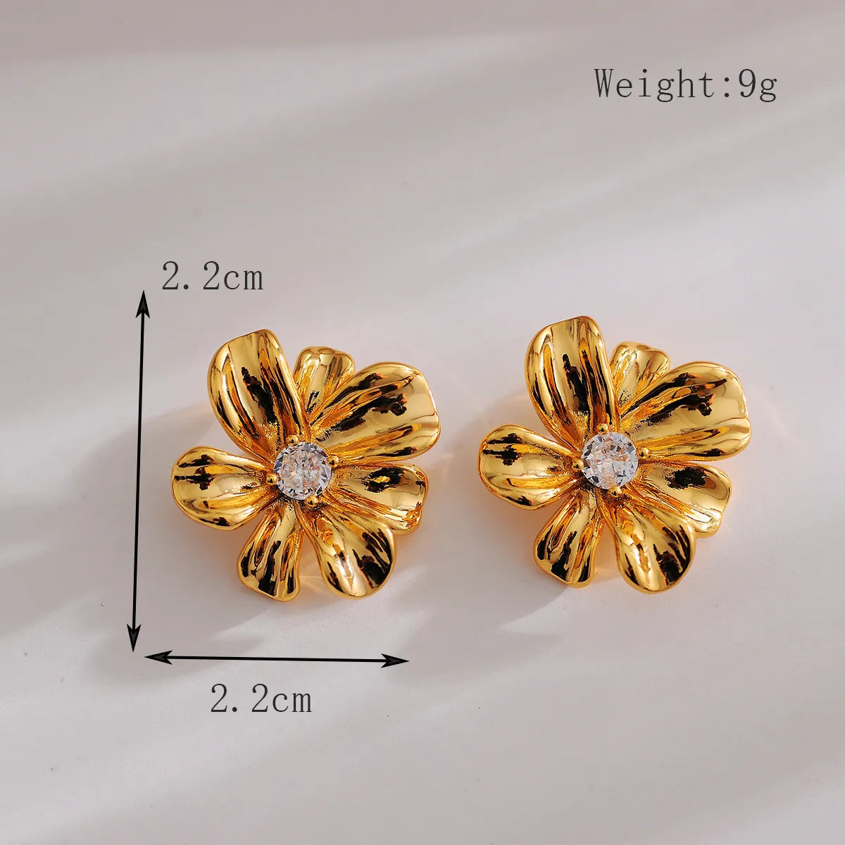 1 Pair Elegant Streetwear Flower Inlay Copper Zircon 18K Gold Plated Ear Studs