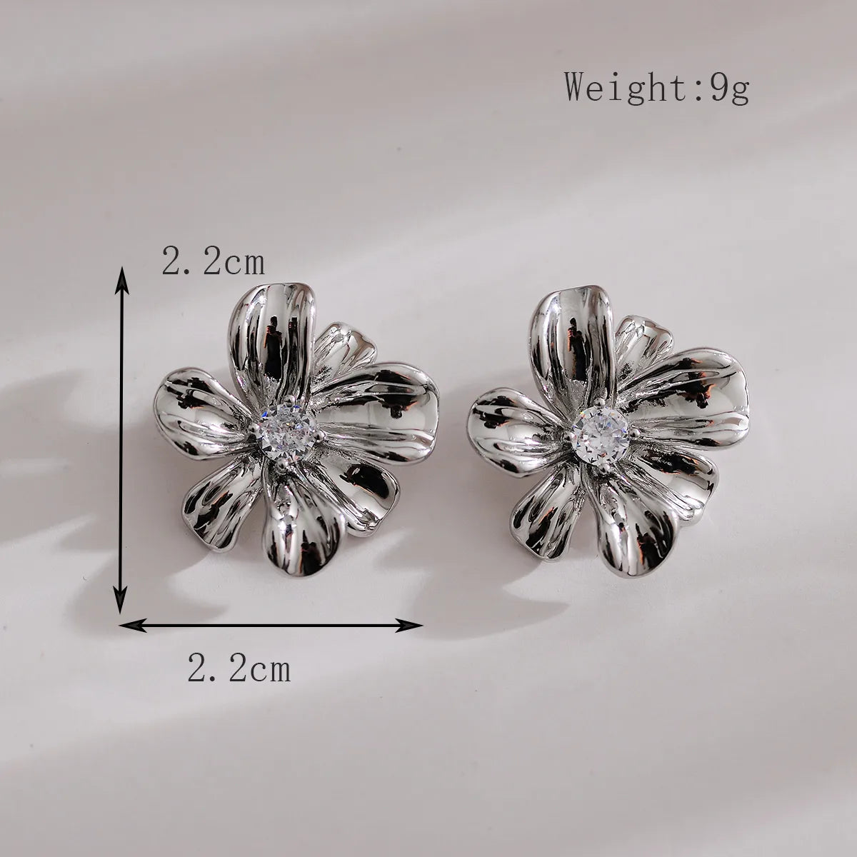 1 Pair Elegant Streetwear Flower Inlay Copper Zircon 18K Gold Plated Ear Studs