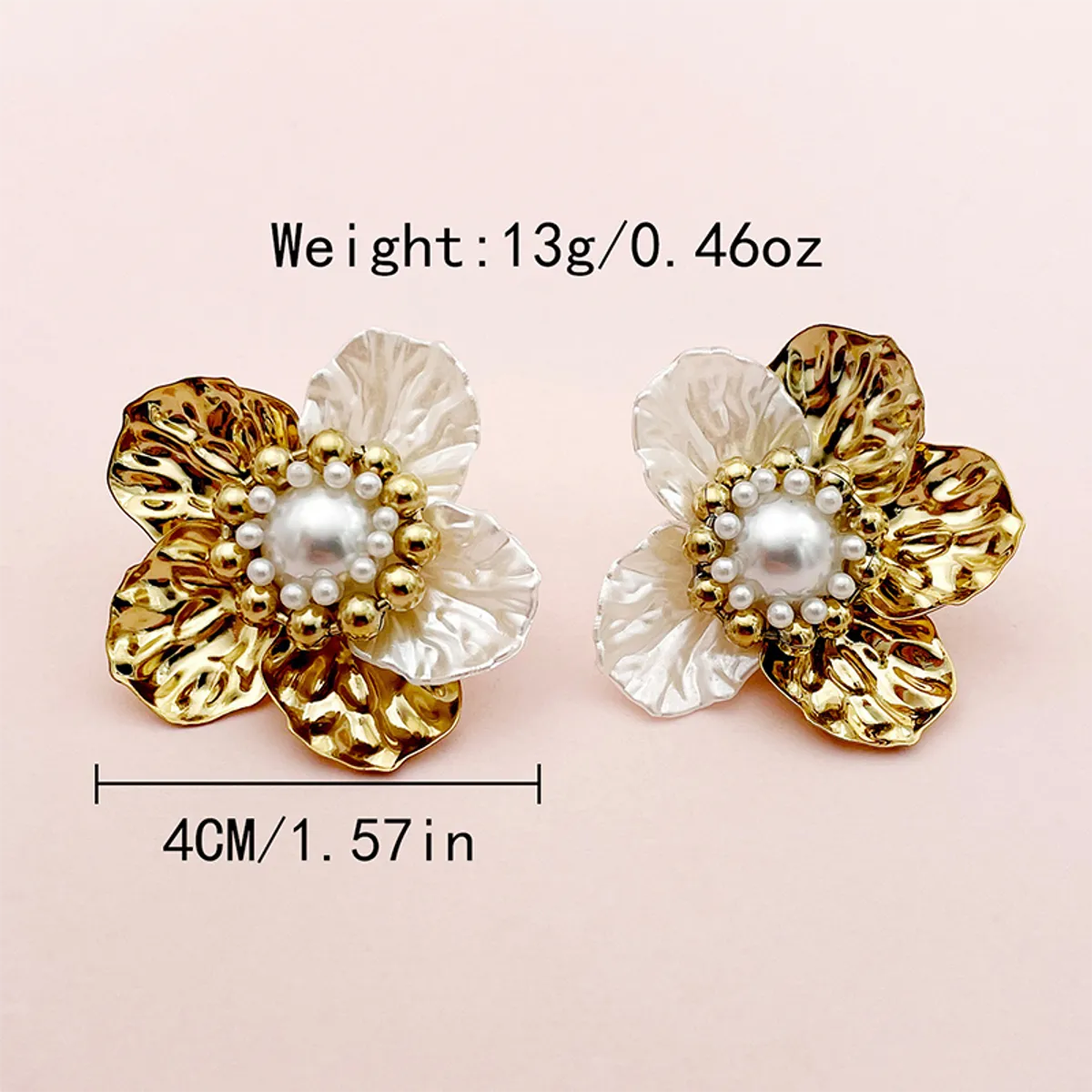 1 Pair Elegant Streetwear Flower Plating Inlay 304 Stainless Steel Artificial Pearls 14K Gold Plated Ear Studs