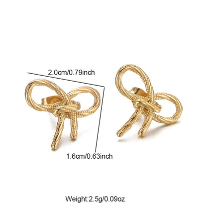 1 Pair Elegant Streetwear Geometric Bow Knot Stainless Steel Ear Studs