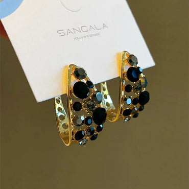 1 Pair Elegant Streetwear Geometric Inlay Copper Zircon Earrings