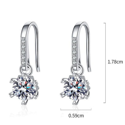 1 Pair Elegant Streetwear Geometric Inlay Sterling Silver Zircon White Gold Plated Drop Earrings