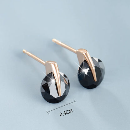 1 Pair Elegant Xuping Streetwear Geometric Plating Inlay Copper Zircon 18k Gold Plated Ear Studs