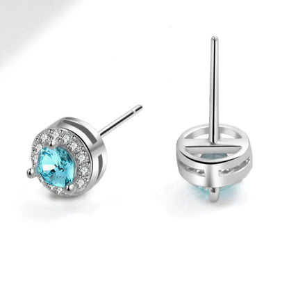 1 Pair Elegant Streetwear Geometric Plating Inlay Sterling Silver Birthstone Zircon Ear Studs