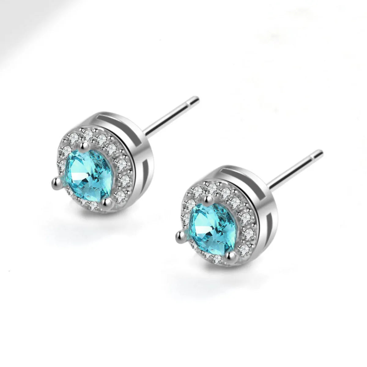 1 Pair Elegant Streetwear Geometric Plating Inlay Sterling Silver Birthstone Zircon Ear Studs