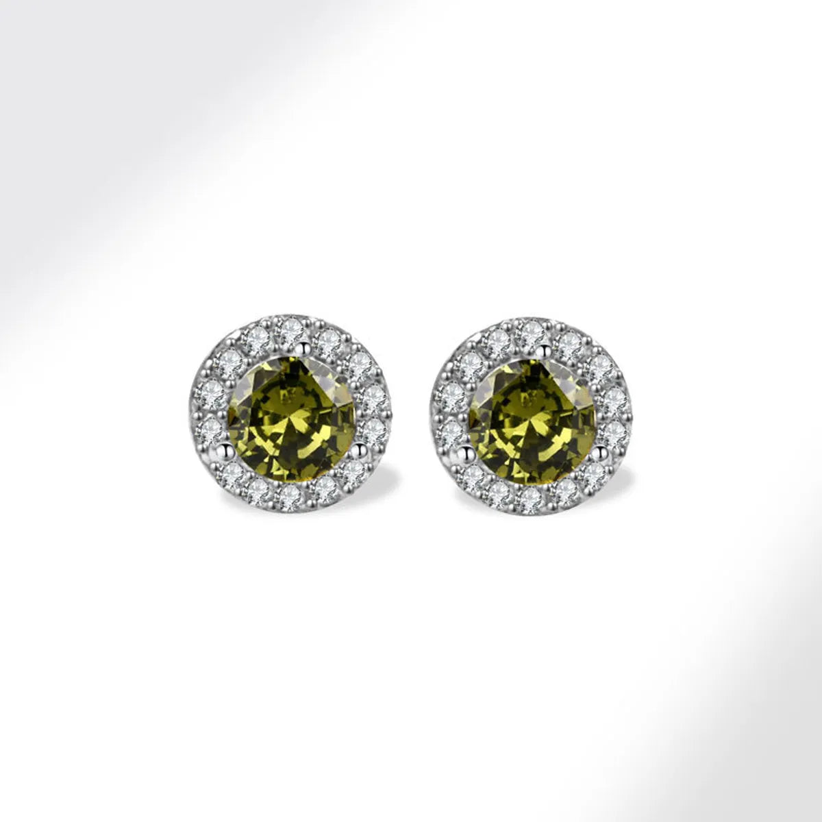 1 Pair Elegant Streetwear Geometric Plating Inlay Sterling Silver Birthstone Zircon Ear Studs