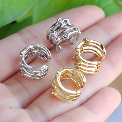 1 Pair Elegant Streetwear Geometric Round Plating Inlay Copper Zircon 18k Gold Plated Ear Cuffs