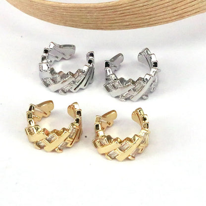 1 Pair Elegant Streetwear Geometric Round Plating Inlay Copper Zircon 18k Gold Plated Ear Cuffs