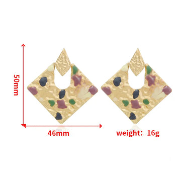 1 Pair Elegant Streetwear Geometric Round Square Alloy Gold Plated Drop Earrings