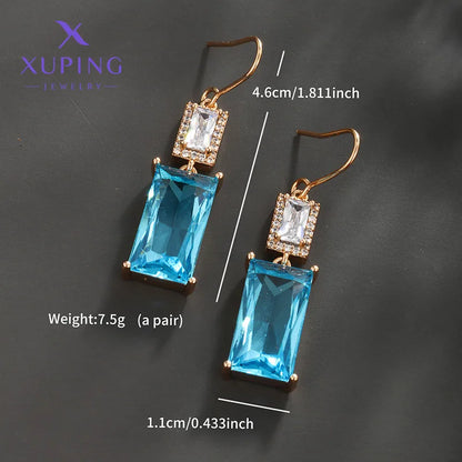 1 Pair Elegant Streetwear Geometric Square Water Droplets Plating Inlay Copper Artificial Gemstones 18K Gold Plated Drop Earrings