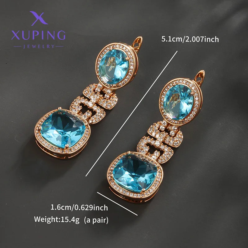 1 Pair Elegant Streetwear Geometric Square Water Droplets Plating Inlay Copper Artificial Gemstones 18K Gold Plated Drop Earrings