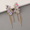 1 Pair Elegant Streetwear Geometric Tassel Inlay Zinc Alloy Rhinestones Drop Earrings