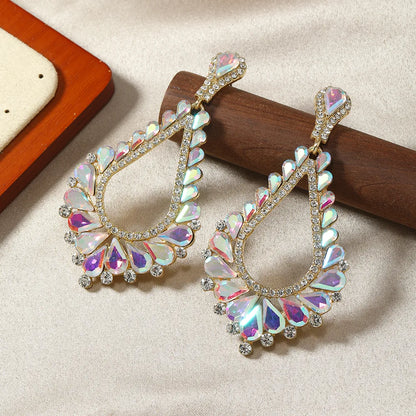 1 Pair Elegant Streetwear Geometric Water Droplets Inlay Alloy Rhinestones Drop Earrings