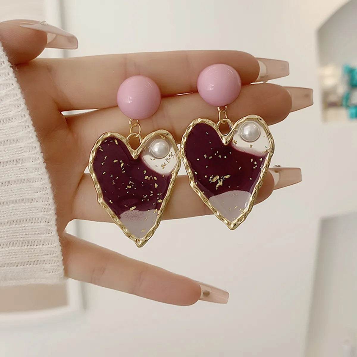 1 Pair Elegant Streetwear Heart Shape Alloy Drop Earrings