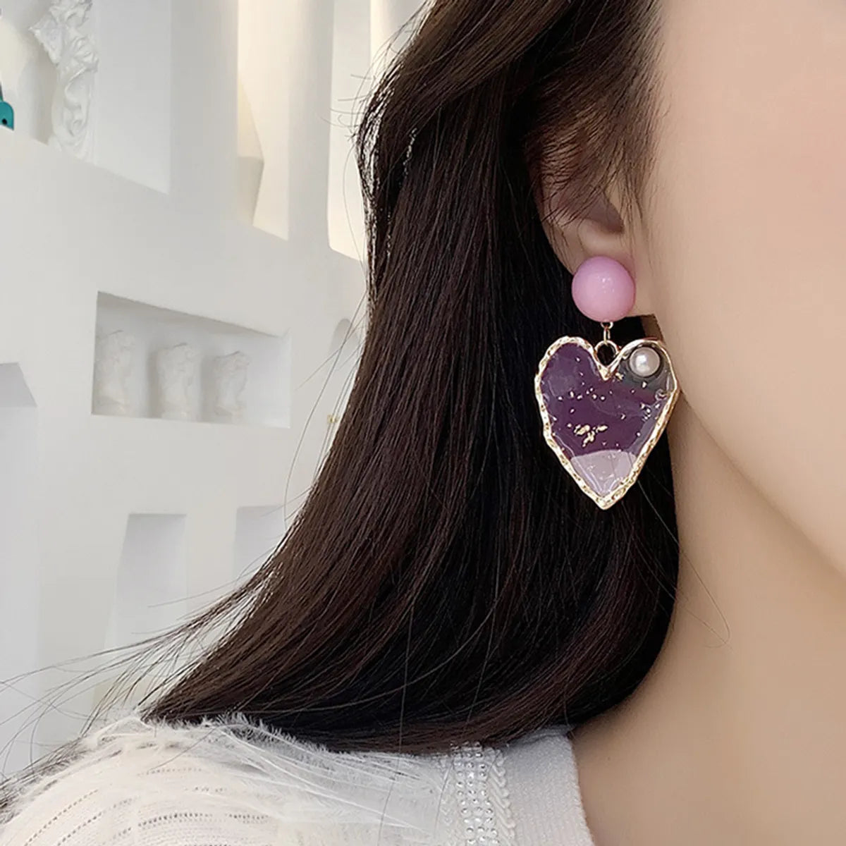 1 Pair Elegant Streetwear Heart Shape Alloy Drop Earrings