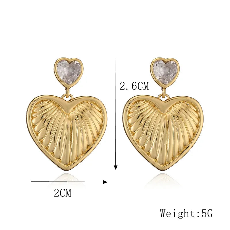 1 Pair Elegant Streetwear Heart Shape Plating Inlay Copper Rhinestones Gold Plated Ear Studs