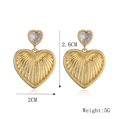 1 Pair Elegant Streetwear Heart Shape Plating Inlay Copper Rhinestones Gold Plated Ear Studs