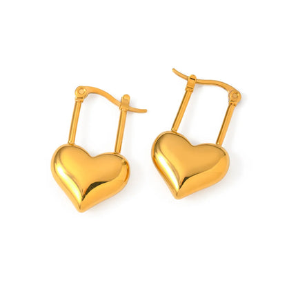 1 Pair Elegant Streetwear Heart Shape Plating Stainless Steel 18k Gold Plated Drop Earrings