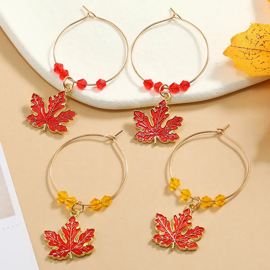 1 Pair Elegant Streetwear Maple Leaf Plating Alloy Earrings