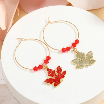 1 Pair Elegant Streetwear Maple Leaf Plating Alloy Earrings