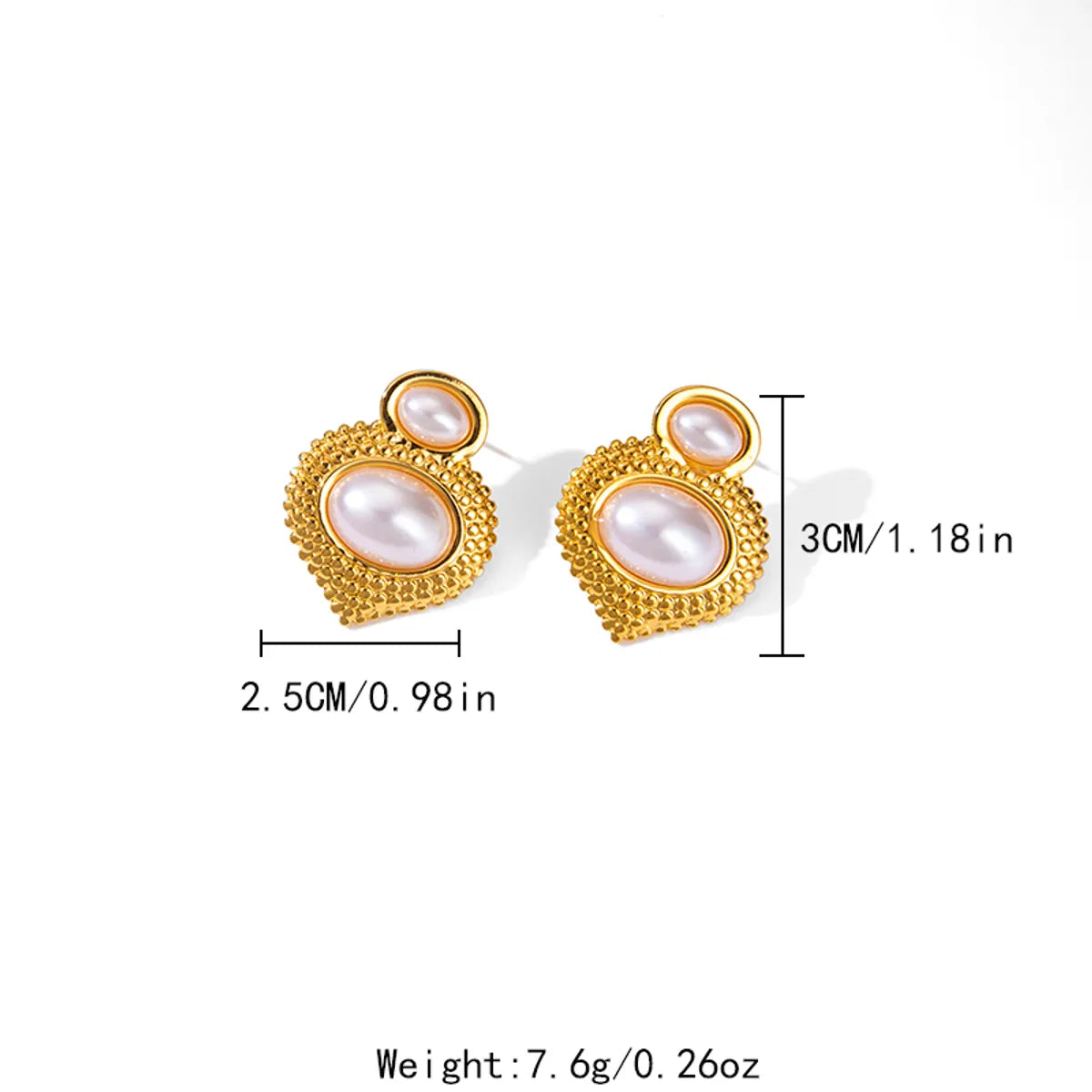 1 Pair Elegant Streetwear Oval Plating Inlay 304 Stainless Steel Artificial Pearls 14K Gold Plated Ear Studs