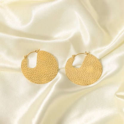 1 Pair Elegant Streetwear Round Plating 201 Stainless Steel 18K Gold Plated Hoop Earrings