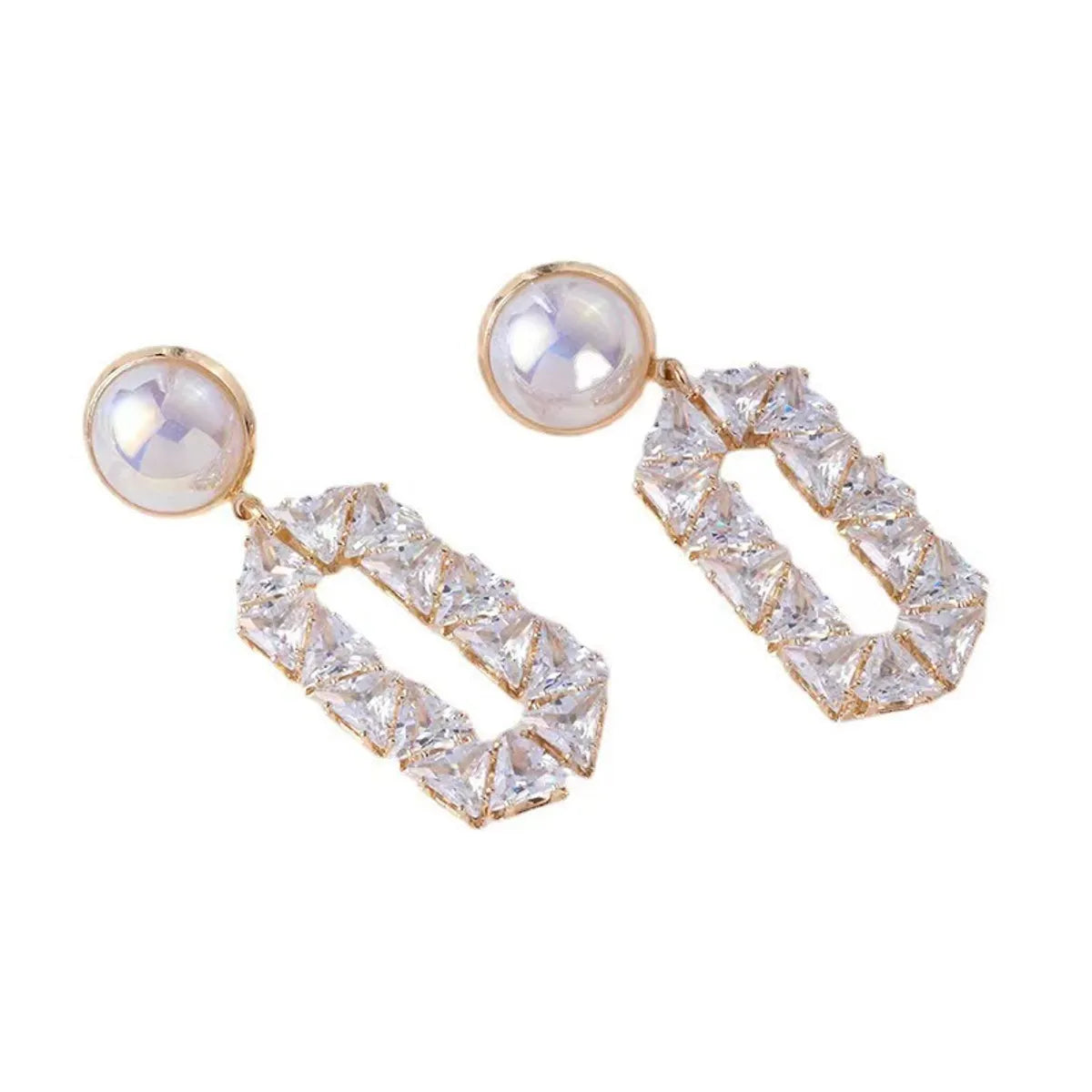 1 Pair Elegant Streetwear Solid Color Inlay Sterling Silver Artificial Pearls Zircon Drop Earrings