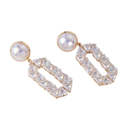 1 Pair Elegant Streetwear Solid Color Inlay Sterling Silver Artificial Pearls Zircon Drop Earrings