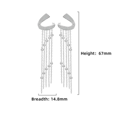 1 Pair Elegant Streetwear Tassel Lines Polishing Plating Inlay Sterling Silver Zircon White Gold Plated Drop Earrings