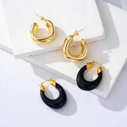 1 Pair Elegant Streetwear U Shape Irregular Round Plating Copper Brass 18K Gold Plated Earrings Ear Studs