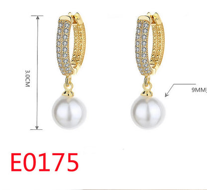 1 Pair Elegant Streetwear U Shape Round Inlay Copper Artificial Pearls Zircon Drop Earrings